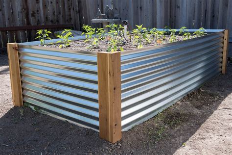 diy corrugated metal planter box|galvanized steel raised garden bed.